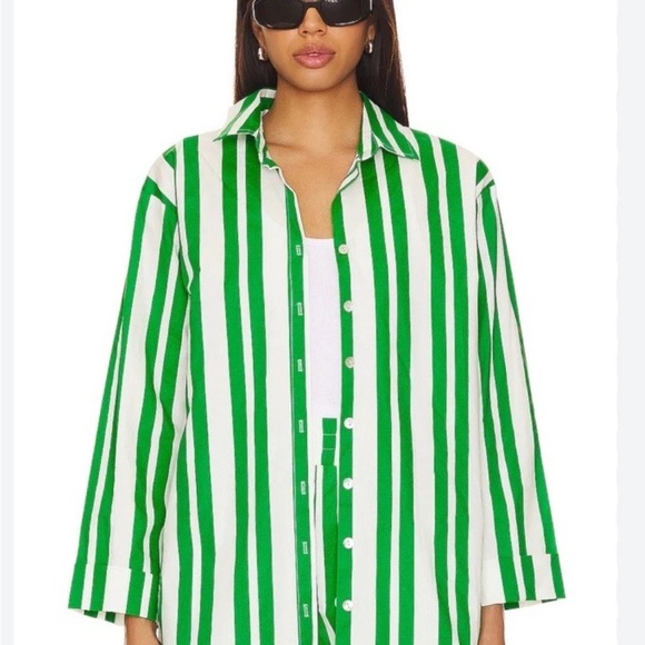 Show Me Your MuMu Tops - NWT Women's Show Me Your Mumu Berman Button Down Shirt Size XXL White/Green.